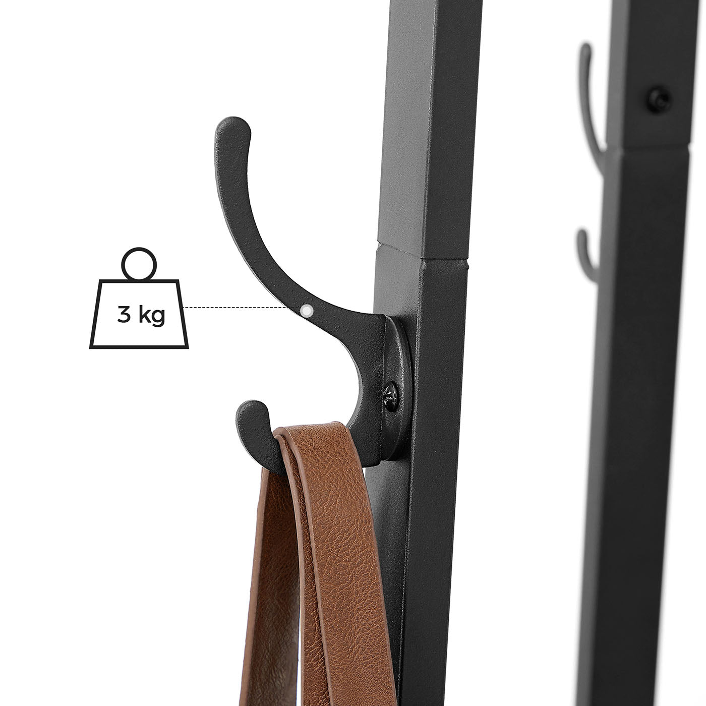 Coat Stand – Metal – Rustic Brown – Industrial Design with Shelves and Hooks