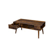 Coffee Table – Wood – Rustic Brown – Storage Drawer and Open Compartment