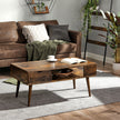 Coffee Table – Wood – Rustic Brown – Storage Drawer and Open Compartment