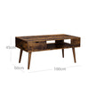 Coffee Table – Wood – Rustic Brown – Storage Drawer and Open Compartment