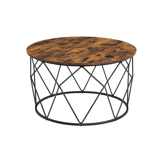 Small Centre Table – Steel – Rustic Brown and Black – Industrial Style