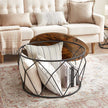 Small Centre Table – Steel – Rustic Brown and Black – Industrial Style