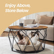 Round Coffee Table – Steel Frame – Rustic Brown and Black – Industrial Style