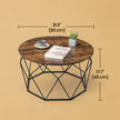Round Coffee Table – Steel Frame – Rustic Brown and Black – Industrial Style