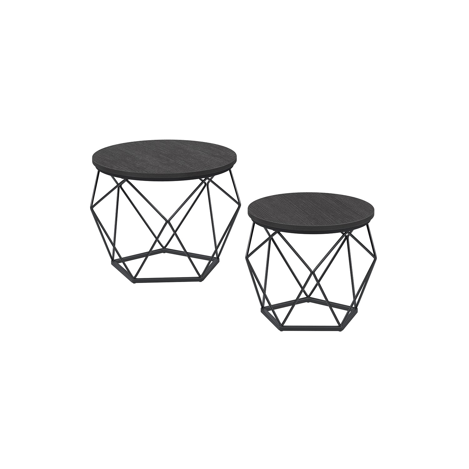 Set of 2 Round Coffee Tables – Steel – Charcoal Grey and Ink Black – Robust Design for Living Room and Bedroom