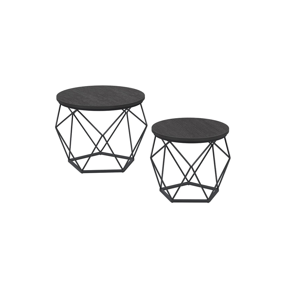 Set of 2 Round Coffee Tables – Steel – Charcoal Grey and Ink Black – Robust Design for Living Room and Bedroom