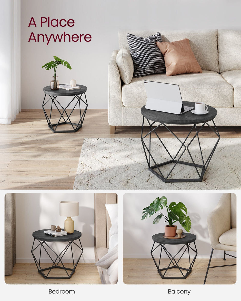 Set of 2 Round Coffee Tables – Steel – Charcoal Grey and Ink Black – Robust Design for Living Room and Bedroom