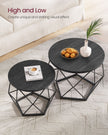 Set of 2 Round Coffee Tables – Steel – Charcoal Grey and Ink Black – Robust Design for Living Room and Bedroom