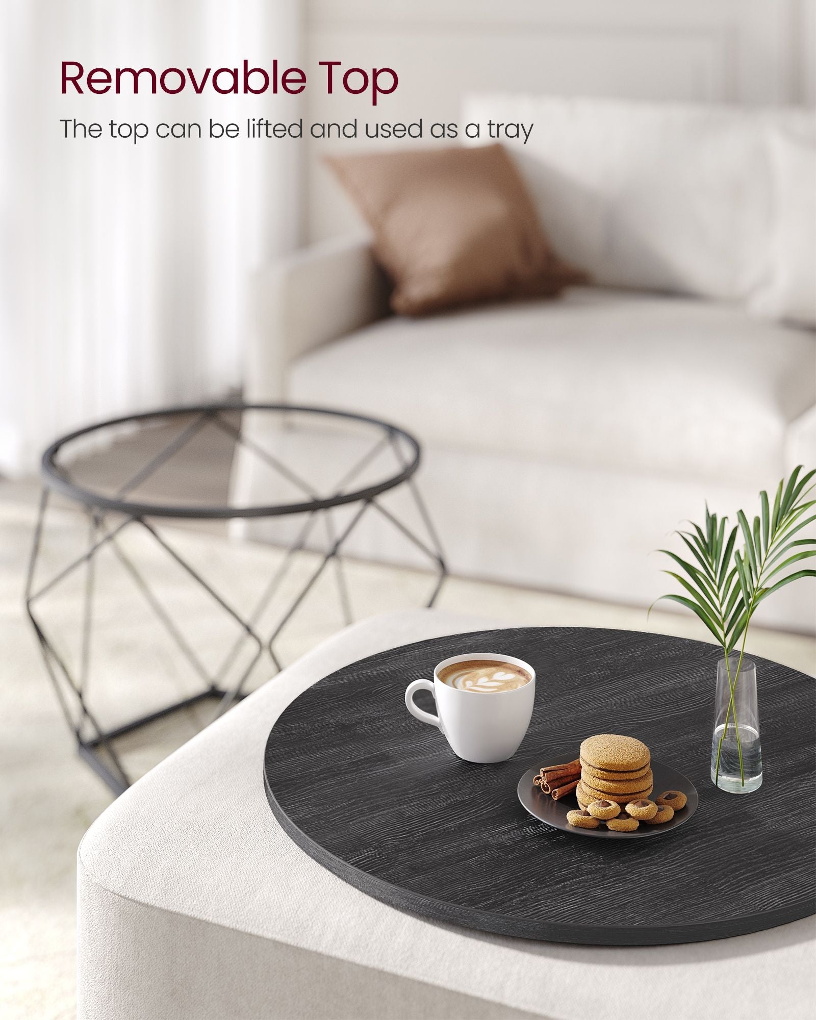 Set of 2 Round Coffee Tables – Steel – Charcoal Grey and Ink Black – Robust Design for Living Room and Bedroom