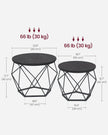 Set of 2 Round Coffee Tables – Steel – Charcoal Grey and Ink Black – Robust Design for Living Room and Bedroom