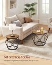 Set of 2 Round Coffee Tables – Steel – Rustic Brown & Ink Black – Robust Design for Living Room and Bedroom