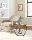 Set of 2 Round Coffee Tables – Steel – Rustic Brown & Ink Black – Robust Design for Living Room and Bedroom