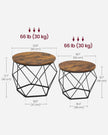 Set of 2 Round Coffee Tables – Steel – Rustic Brown & Ink Black – Robust Design for Living Room and Bedroom