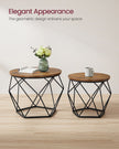 Set of 2 Round Coffee Tables – Steel – Rustic Brown & Ink Black – Robust Design for Living Room and Bedroom