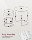 Set of 2 Round Nesting Side Tables – Natural Walnut and Ink Black – Modern Style with Hidden Storage and Top Tray