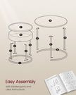 Set of 2 Round Side Tables – Natural Beige and Ink Black – Nesting Design with Hidden Storage and Top Tray