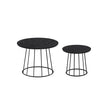 Set of 2 Round Side Tables – Steel Frame – Rustic Brown – Modern Design