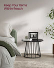 Set of 2 Round Side Tables – Steel Frame – Rustic Brown – Modern Design