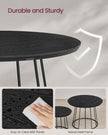 Set of 2 Round Side Tables – Steel Frame – Rustic Brown – Modern Design