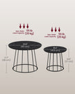 Set of 2 Round Side Tables – Steel Frame – Rustic Brown – Modern Design