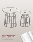 Set of 2 Round Side Tables – Steel Frame – Rustic Brown – Modern Design