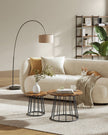 Set of 2 Round Coffee Tables – Steel Frame – Rustic Brown – Modern Design