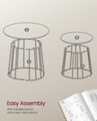 Set of 2 Round Coffee Tables – Steel Frame – Rustic Brown – Modern Design