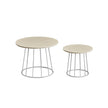 Coffee Table Set – Steel Frame – Natural Beige – Modern Round Design