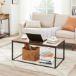 Coffee Table – Steel Frame – Rustic Brown and Black – Industrial Design, Easy Assembly