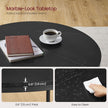 Round Coffee Table – Faux Marble and Tempered Glass – Black – Modern Design with Storage Shelf