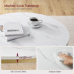 Round Coffee Table – Faux Marble and Tempered Glass – White and Metallic Gold – Modern Design with Storage Shelf