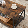 Coffee Table – Engineered Wood and Steel – Rustic Brown and Black – X-Shape Frame with Storage Shelf
