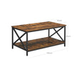 Coffee Table – Engineered Wood and Steel – Rustic Brown and Black – X-Shape Frame with Storage Shelf