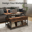 Lift-Top Coffee Table – Wood – Brown and Black – Open and Hidden Storage with X-Shaped Bars