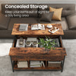 Lift-Top Coffee Table – Wood – Brown and Black – Open and Hidden Storage with X-Shaped Bars