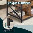 Lift-Top Coffee Table – Wood – Brown and Black – Open and Hidden Storage with X-Shaped Bars