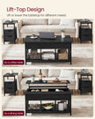 Lift-Top Coffee Table – MDF and Metal – Charcoal Gray and Black – Open and Hidden Storage