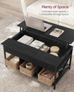 Lift-Top Coffee Table – MDF and Metal – Charcoal Gray and Black – Open and Hidden Storage