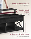 Lift-Top Coffee Table – MDF and Metal – Charcoal Gray and Black – Open and Hidden Storage