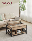 Lift-Top Coffee Table – Wood – Natural Finish – Open and Hidden Storage with X-Shaped Design