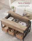 Lift-Top Coffee Table – Wood – Natural Finish – Open and Hidden Storage with X-Shaped Design
