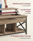 Lift-Top Coffee Table – Wood – Natural Finish – Open and Hidden Storage with X-Shaped Design