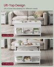 Lift-Top Coffee Table – Wood – Brown – Open and Hidden Storage with X-Shaped Bars