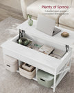 Lift-Top Coffee Table – Wood – Brown – Open and Hidden Storage with X-Shaped Bars