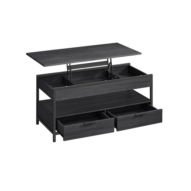 Lift Top Coffee Table – Wood – Brown – Storage Drawers and Hidden Compartments