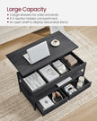 Lift Top Coffee Table – Engineered Wood – Charcoal Grey and Ink Black – With Storage Drawers and Hidden Compartments