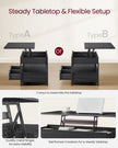 Lift Top Coffee Table – Engineered Wood – Charcoal Grey and Ink Black – With Storage Drawers and Hidden Compartments