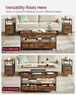 Lift Top Coffee Table – Wood – Brown – Storage Drawers and Hidden Compartments