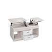 Lift Top Coffee Table – Wood – Oatmeal Beige – Dual Drawer and Hidden Compartment Design