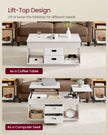 Lift Top Coffee Table – Wood – Oatmeal Beige – Dual Drawer and Hidden Compartment Design